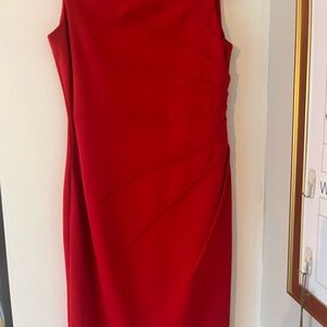 Calvin Klein Red One Shoulder Sheath Cocktail Dress